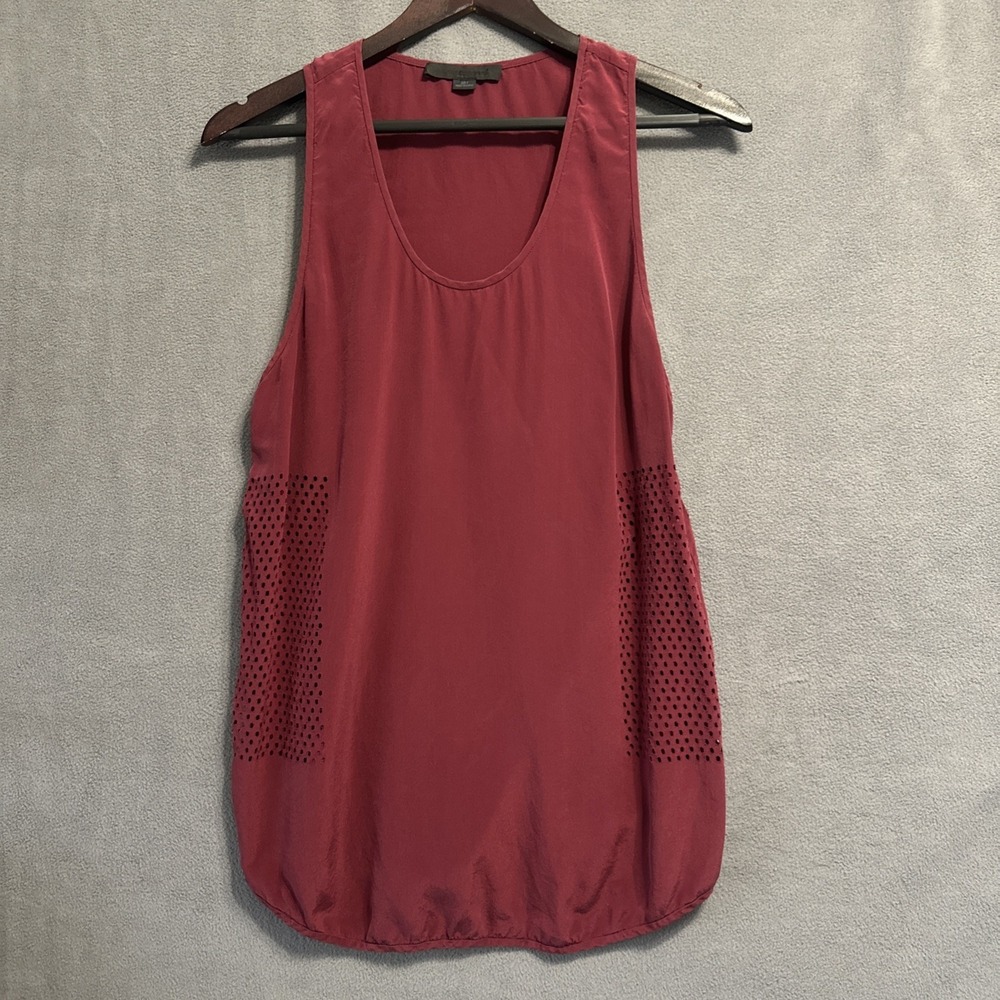 Alexander Wang 100% Silk Sleeveless Cut Out Mesh Top Womens‎ Size 6 Burgundy